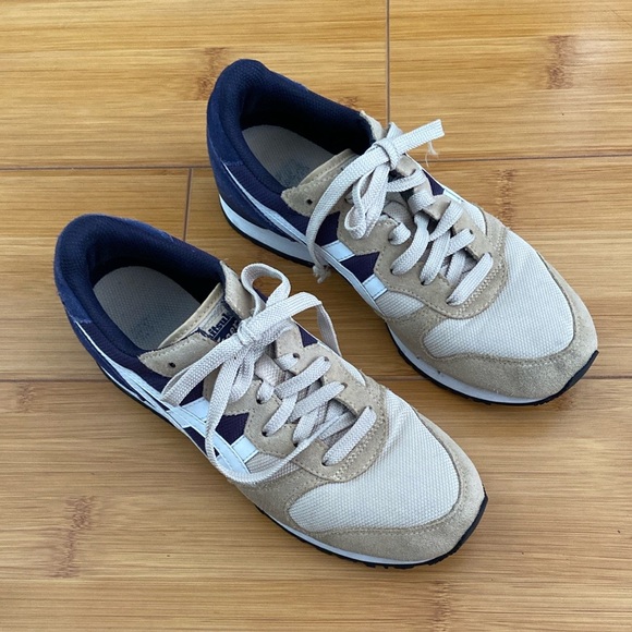 Onitsuka Tiger By ASICS Alvarado Sneakers Suede Mesh Tan Blue Unisex M 8 / W 9.5 - Picture 3 of 17